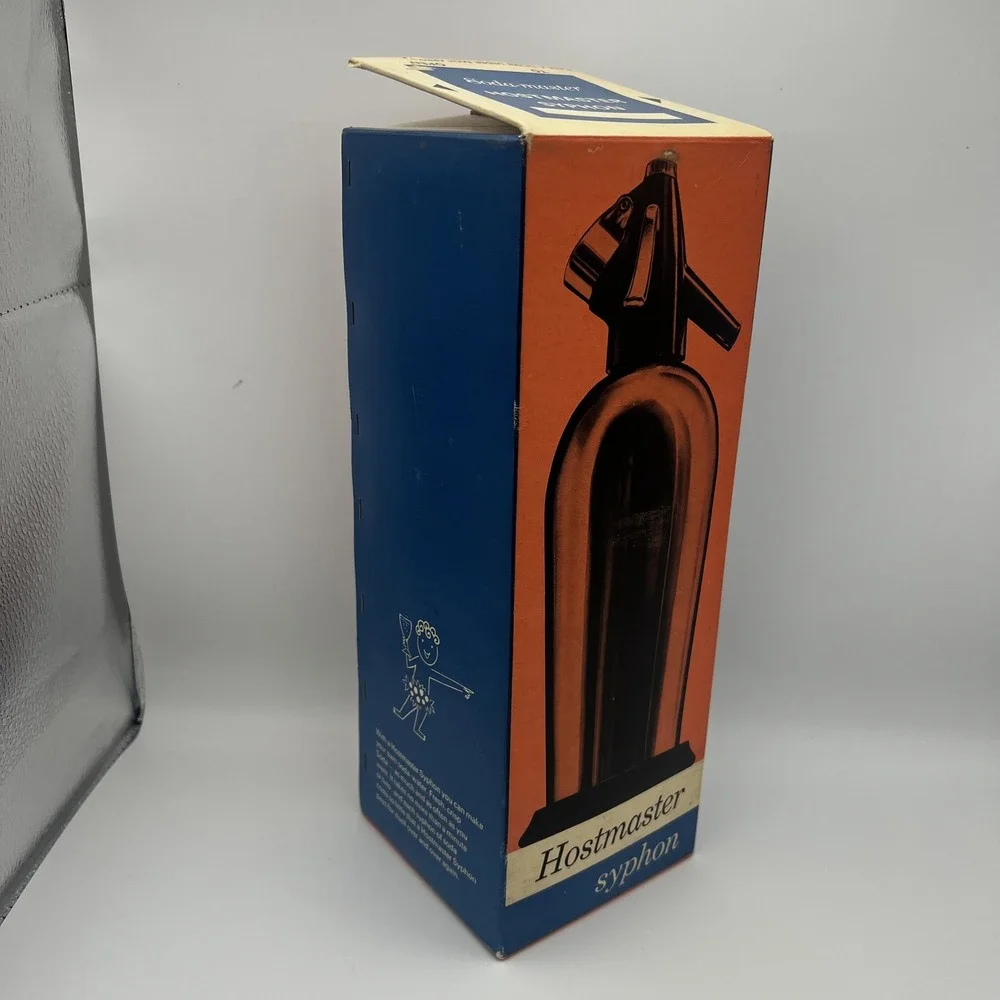 Vintage Hostmaster Syphon Soda Water Maker Red Metallic Barware with Box